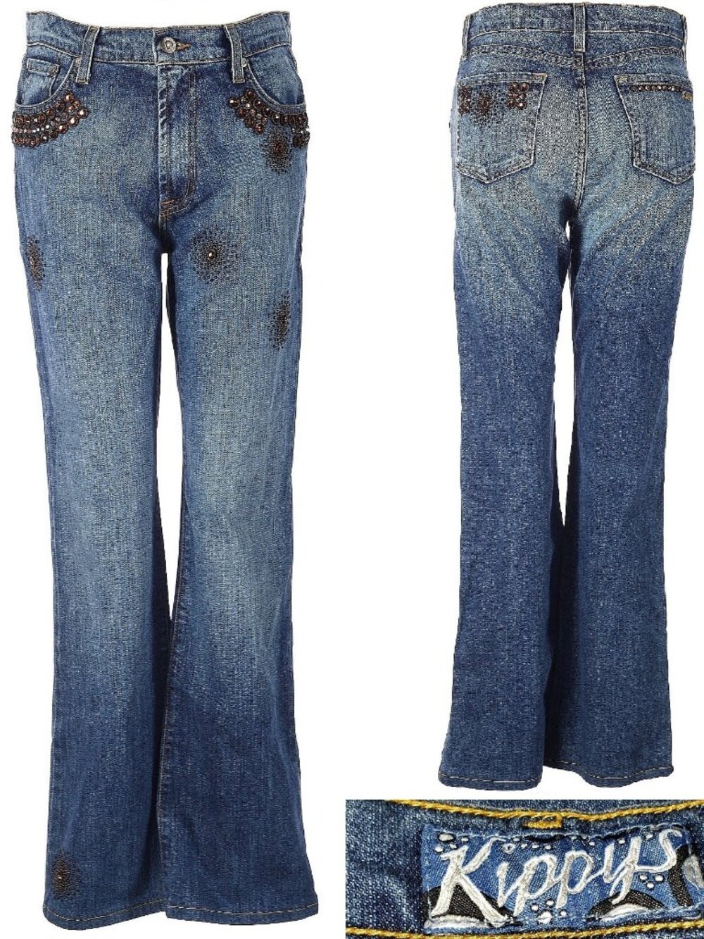 Vintage Kippys Jeans Y2K Swarovski Crystal Rhinestone Belt Loops Cowgirl Pants